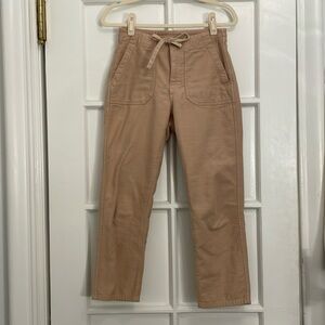 J. Crew Tan/Khaki Cropped Drawstring Cotton Pants